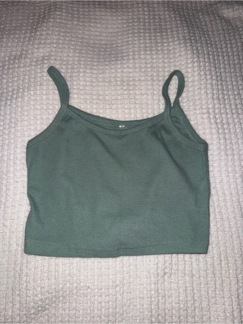 Women’s Ribbed Cropped Cami Tank Top - Sage Green